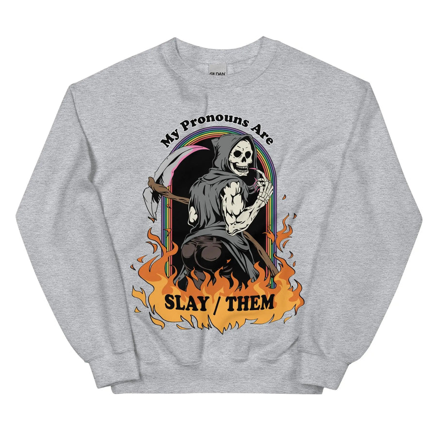 My Pronouns are Slay_Them Cartoon Sweatshirt - Orbital Clothing