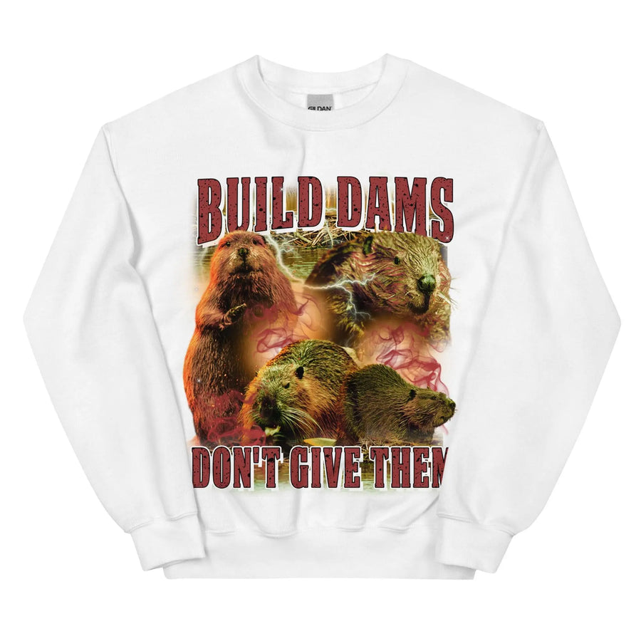 Build Dams Don't Give Them sweatshirt - Orbital Clothing