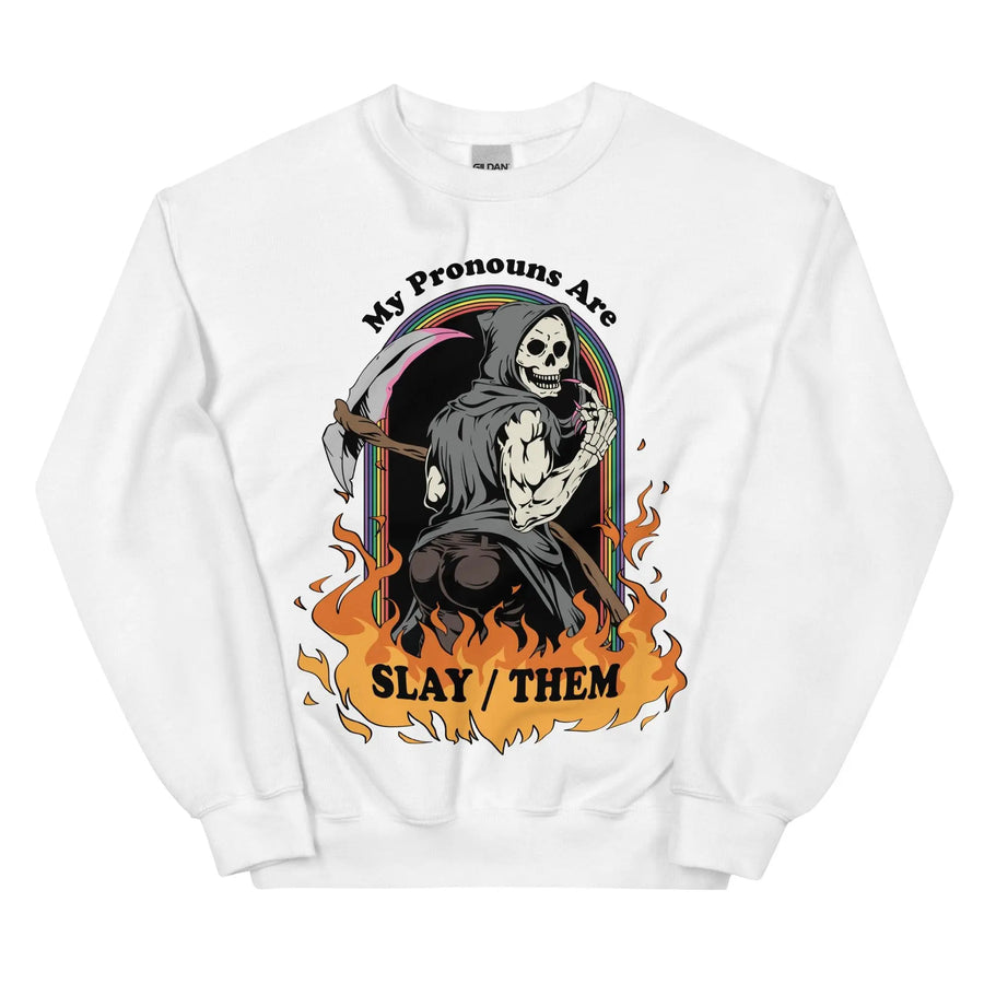 My Pronouns are Slay_Them Cartoon Sweatshirt - Orbital Clothing