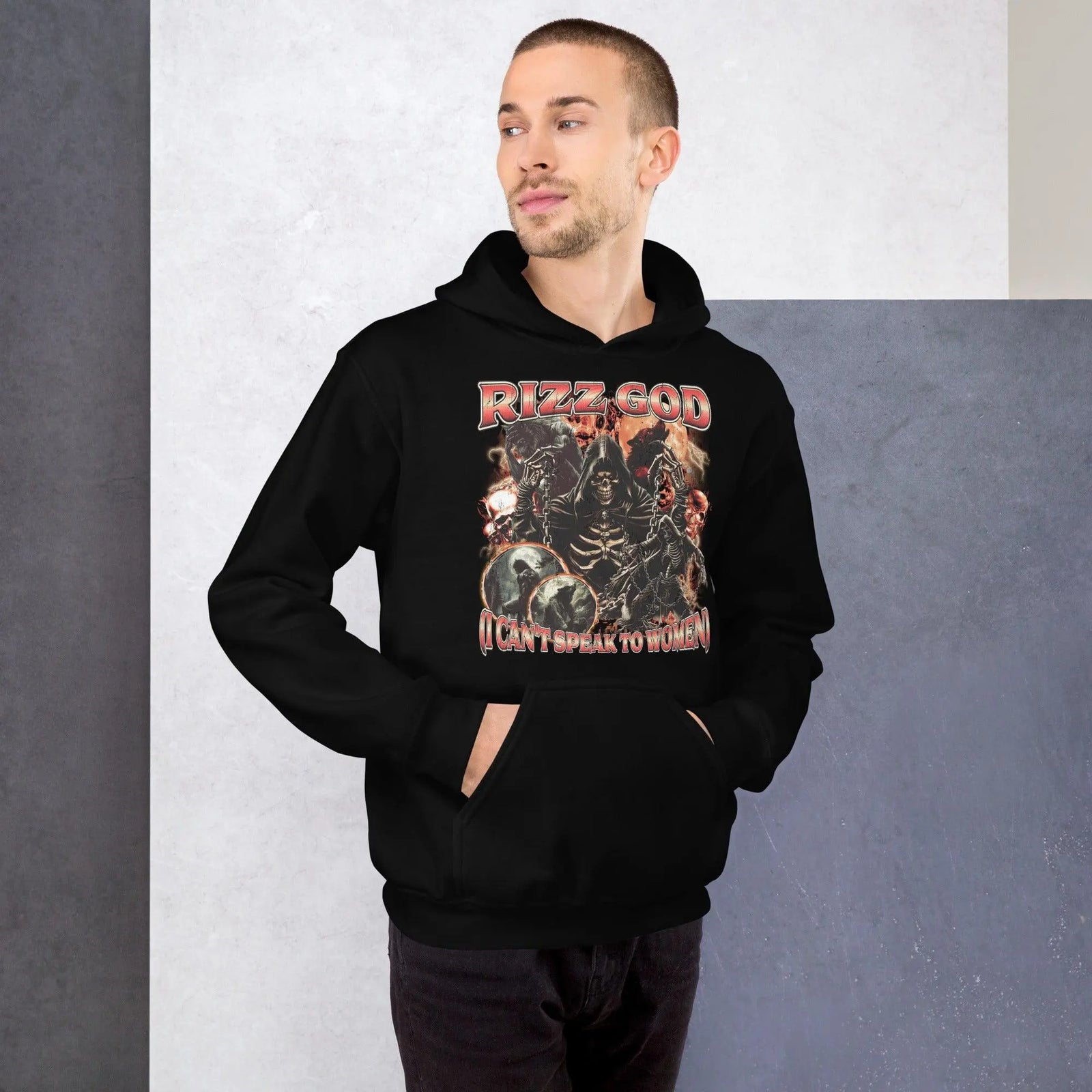 Rizz God (I can't speak to women) Hoodie - Orbital Clothing