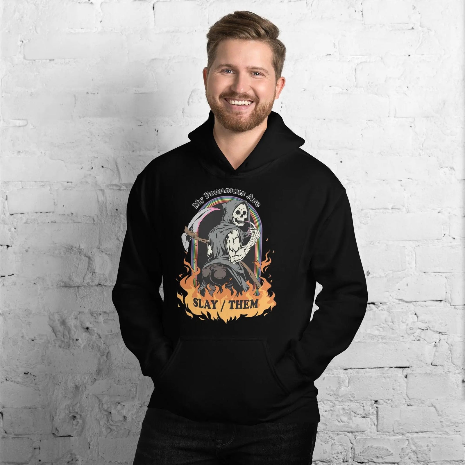 My Pronouns are Slay/Them Cartoon Hoodie - Orbital Clothing