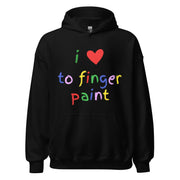 Ich liebe es, Hoodies mit Fingerfarben zu bemalen.