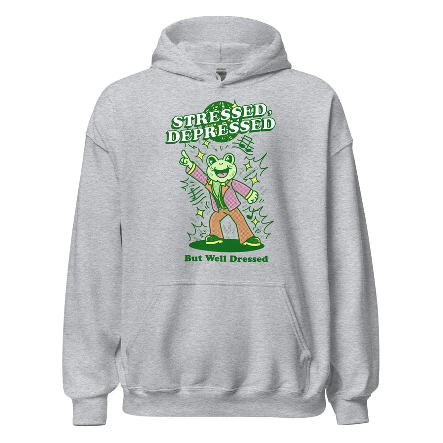 stressed depressed but well dressed Hoodie - Orbital Clothing