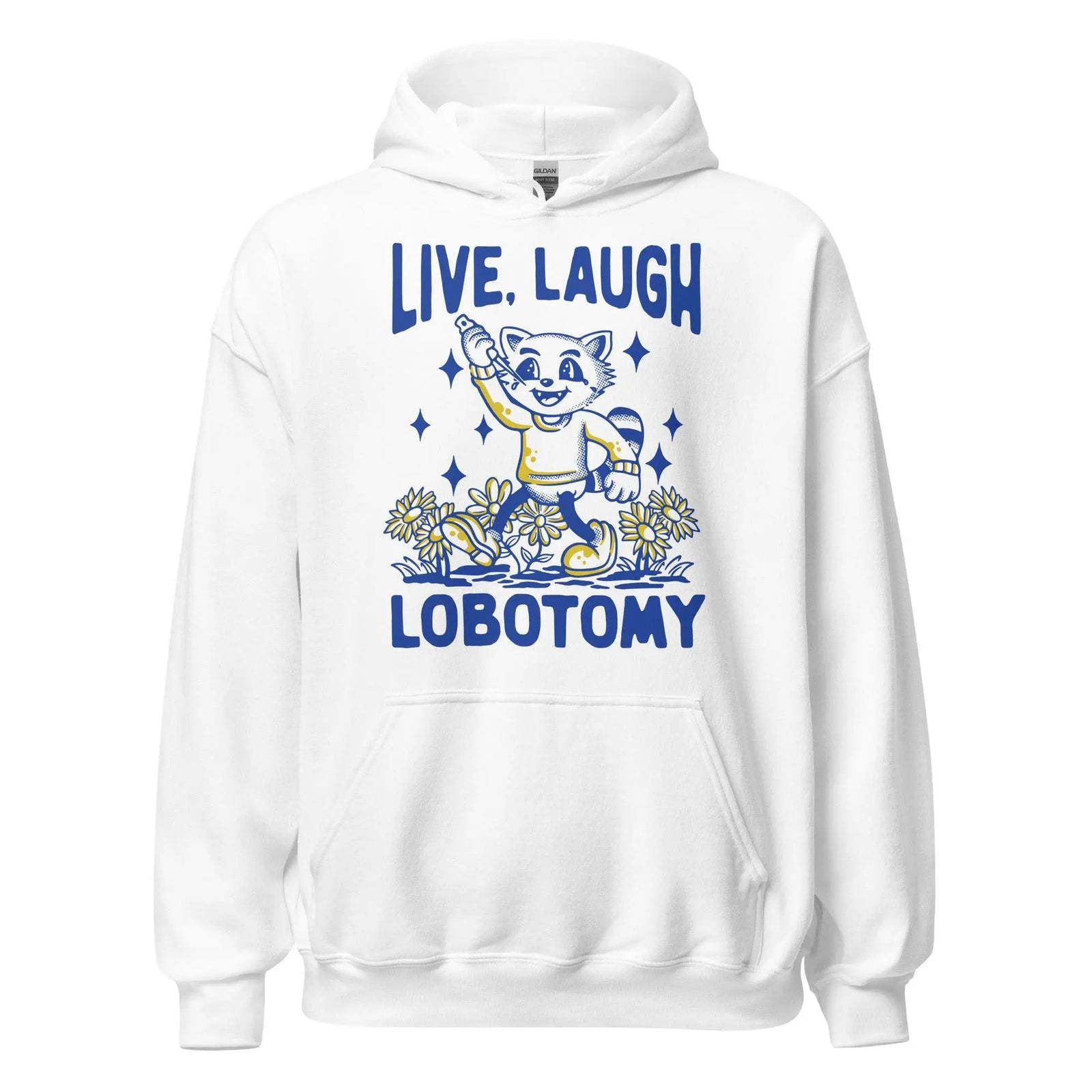Live Laugh Lobotomy White Hoodie - Orbital Clothing