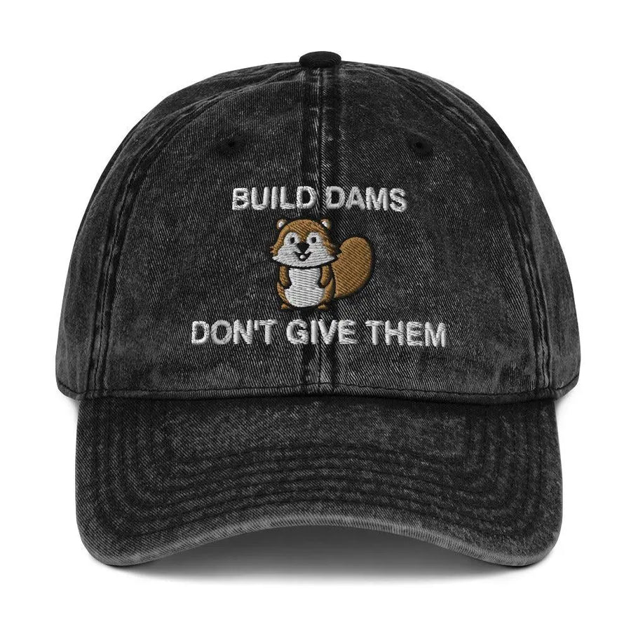Build Dams Don't Give Them Vintage Cotton Twill Cap - Orbital Clothing