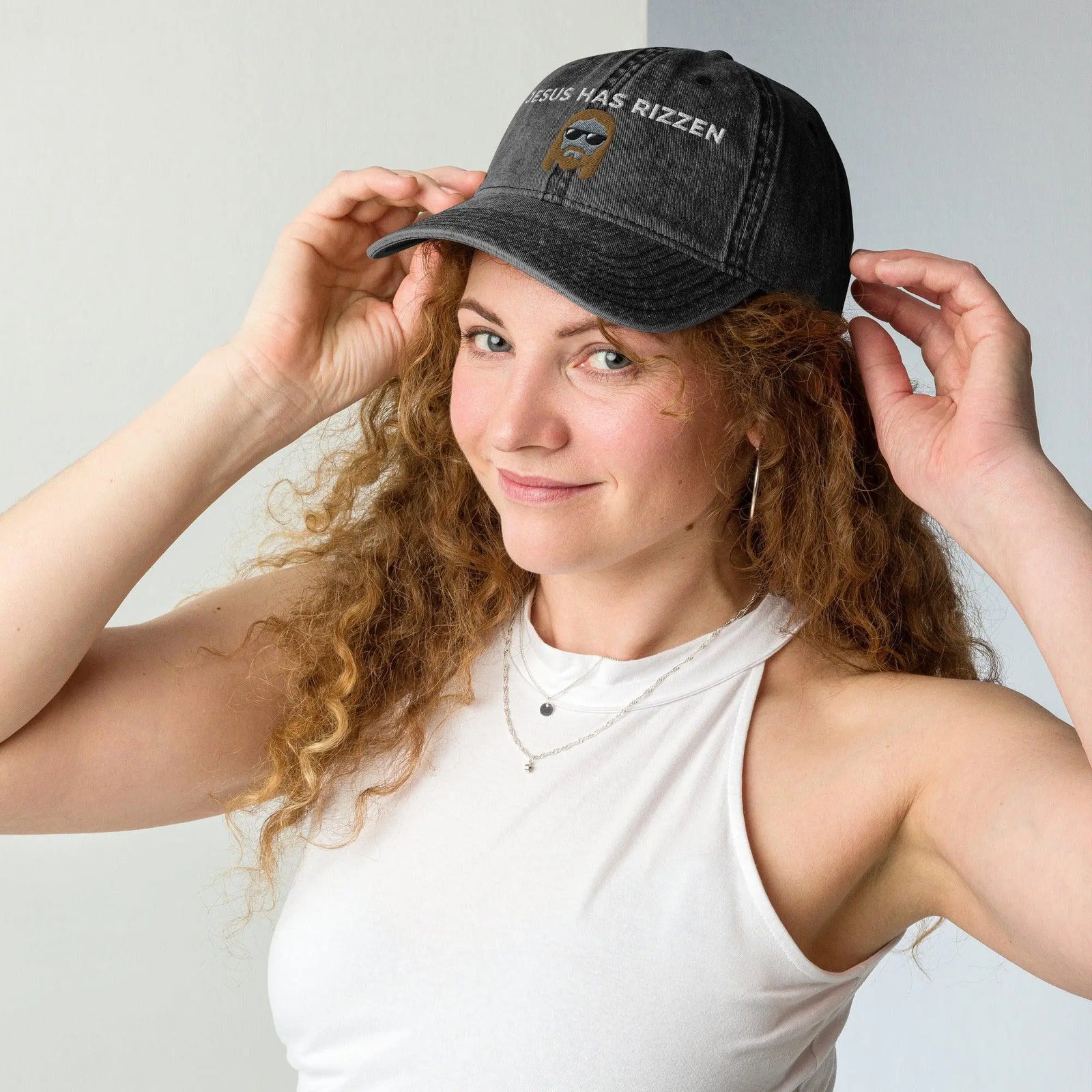 Jesus Has Rizzen Vintage Cotton Twill Cap - Orbital Clothing