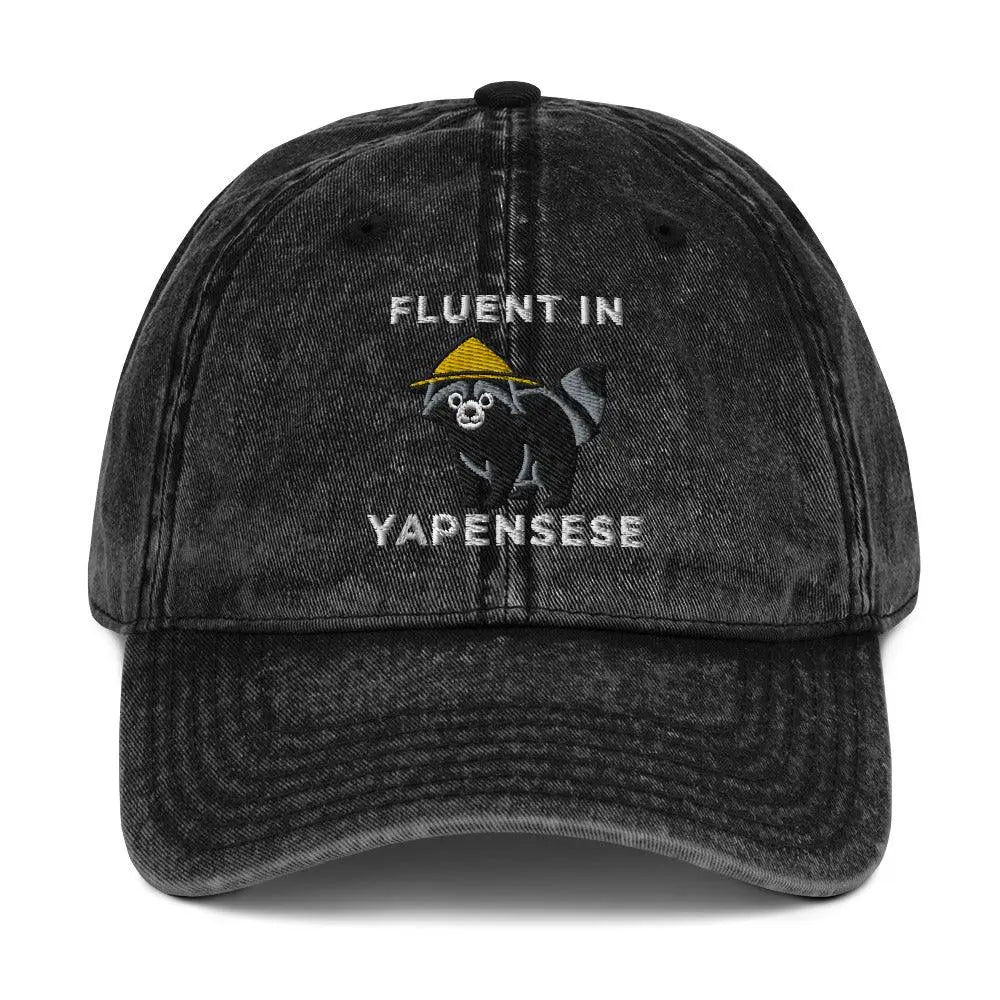 Fluent in Yapensese Vintage Cotton Twill Cap - Orbital Clothing