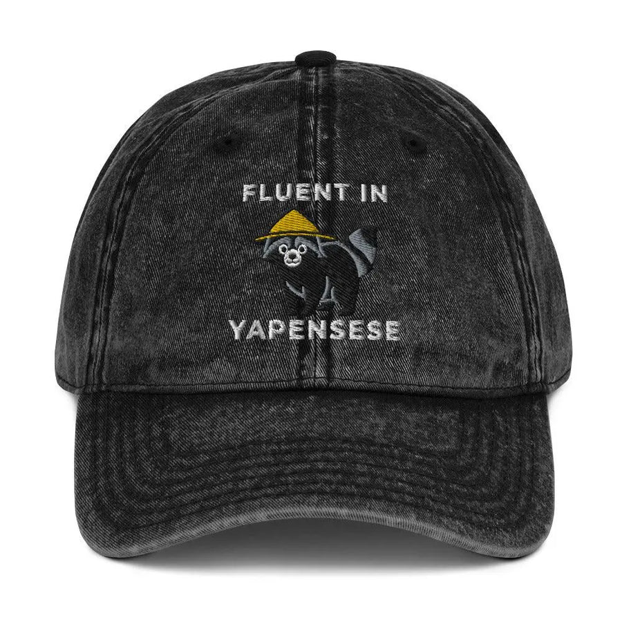 Fluent in Yapensese Vintage Cotton Twill Cap - Orbital Clothing
