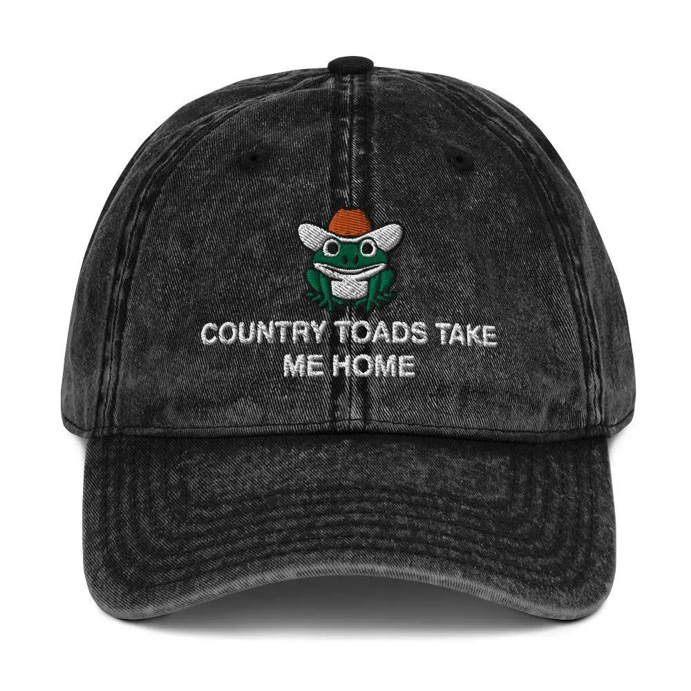 Country Toads Take Me Home Vintage Cotton Twill Cap - Orbital Clothing
