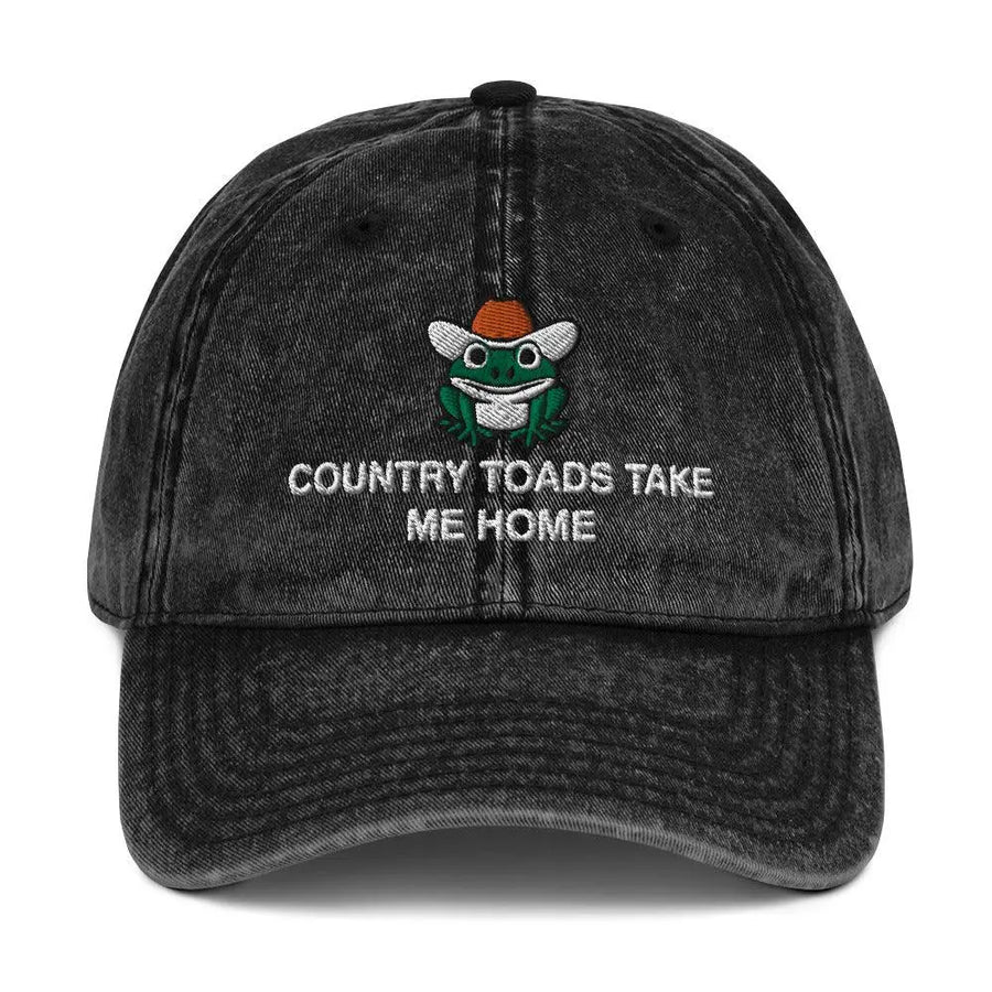 Country Toads Take Me Home Vintage Cotton Twill Cap - Orbital Clothing