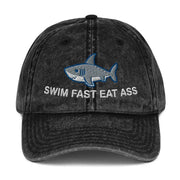 Zwem snel, eet kont vintage katoenen twill pet