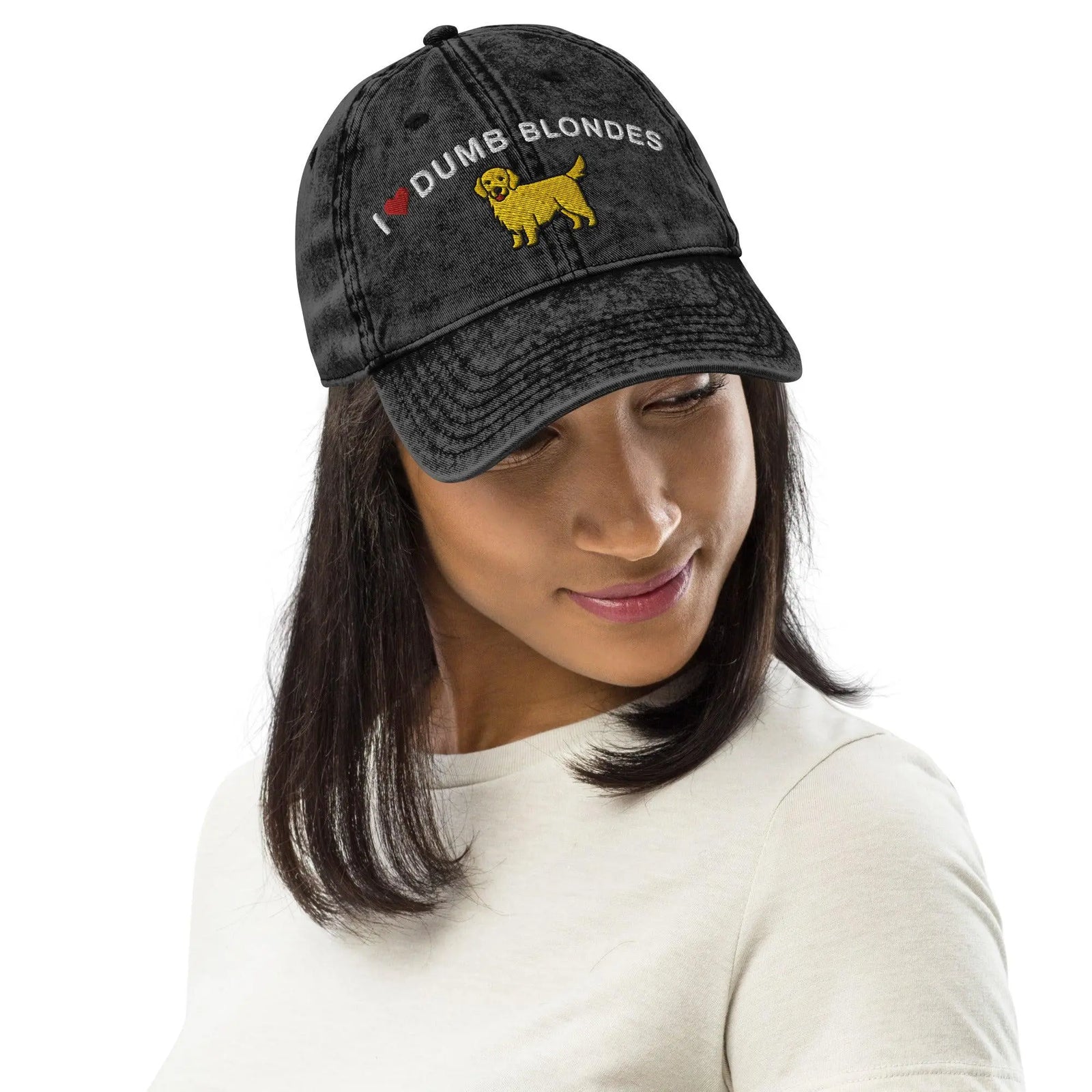 I heart Dumb Blondes Vintage Cotton Twill Cap - Orbital Clothing