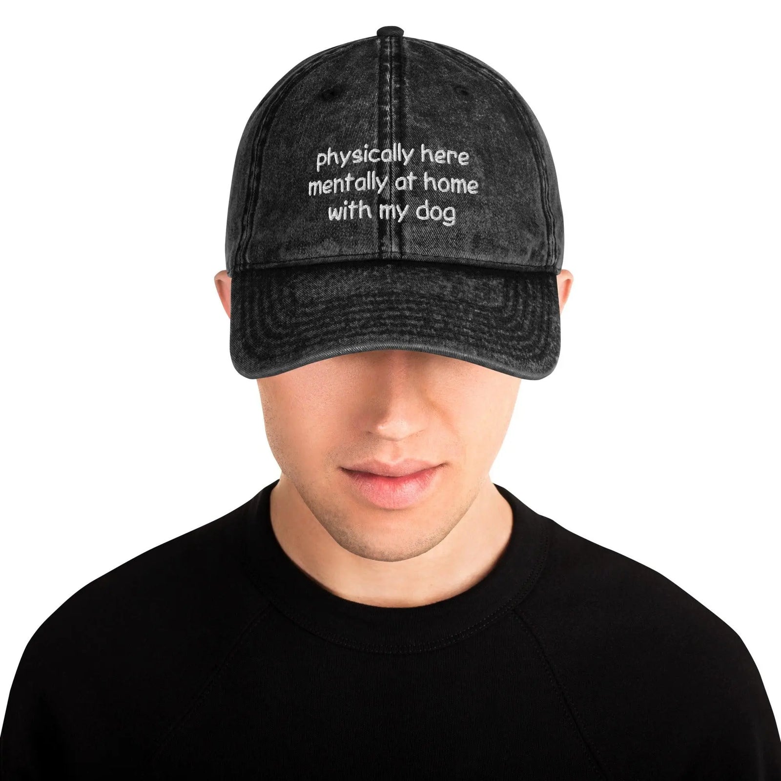 physically here mentally at home with my dog Cotton Twill Cap - Orbital Clothing