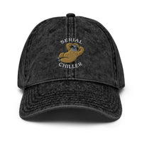 Serial Chiller (Embroidered) Vintage Cotton Twill Cap - Black