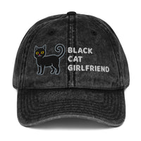 Black Cat Girlfriend Vintage Cotton Twill Cap - Black