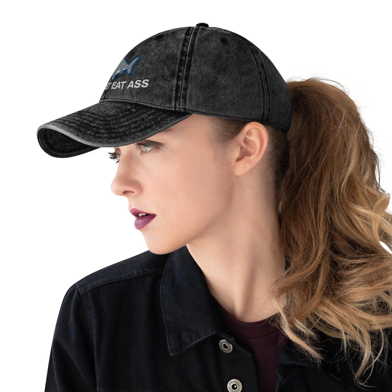 Swim Fast Eat Ass Vintage Cotton Twill Cap - Orbital Clothing