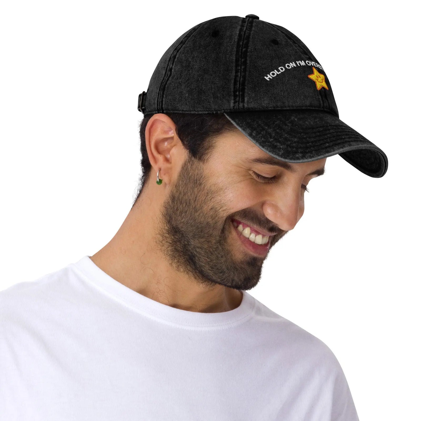 Hold On I'm Overstimulated Vintage Cotton Twill Cap - Orbital Clothing