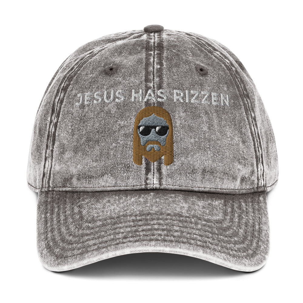 Jesus Has Rizzen Vintage Cotton Twill Cap