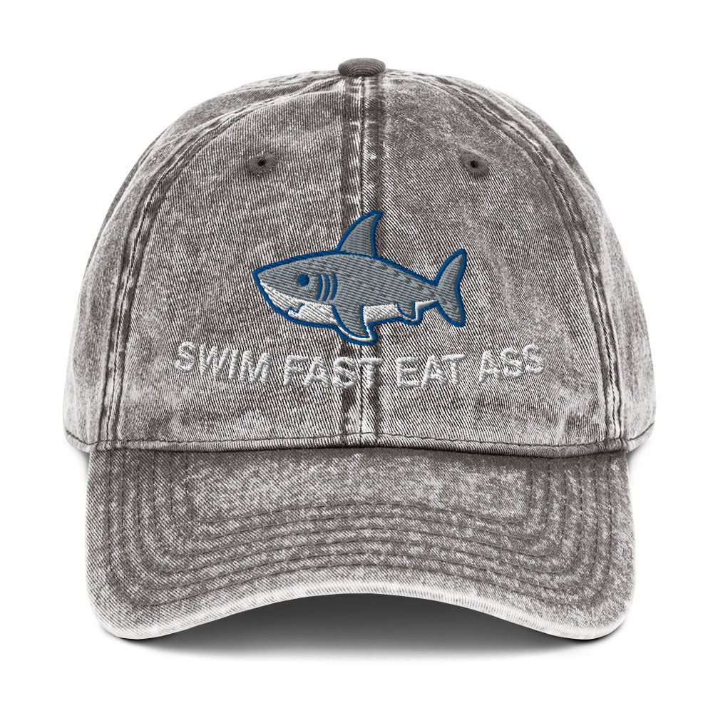 Swim Fast Eat Ass Vintage Cotton Twill Cap