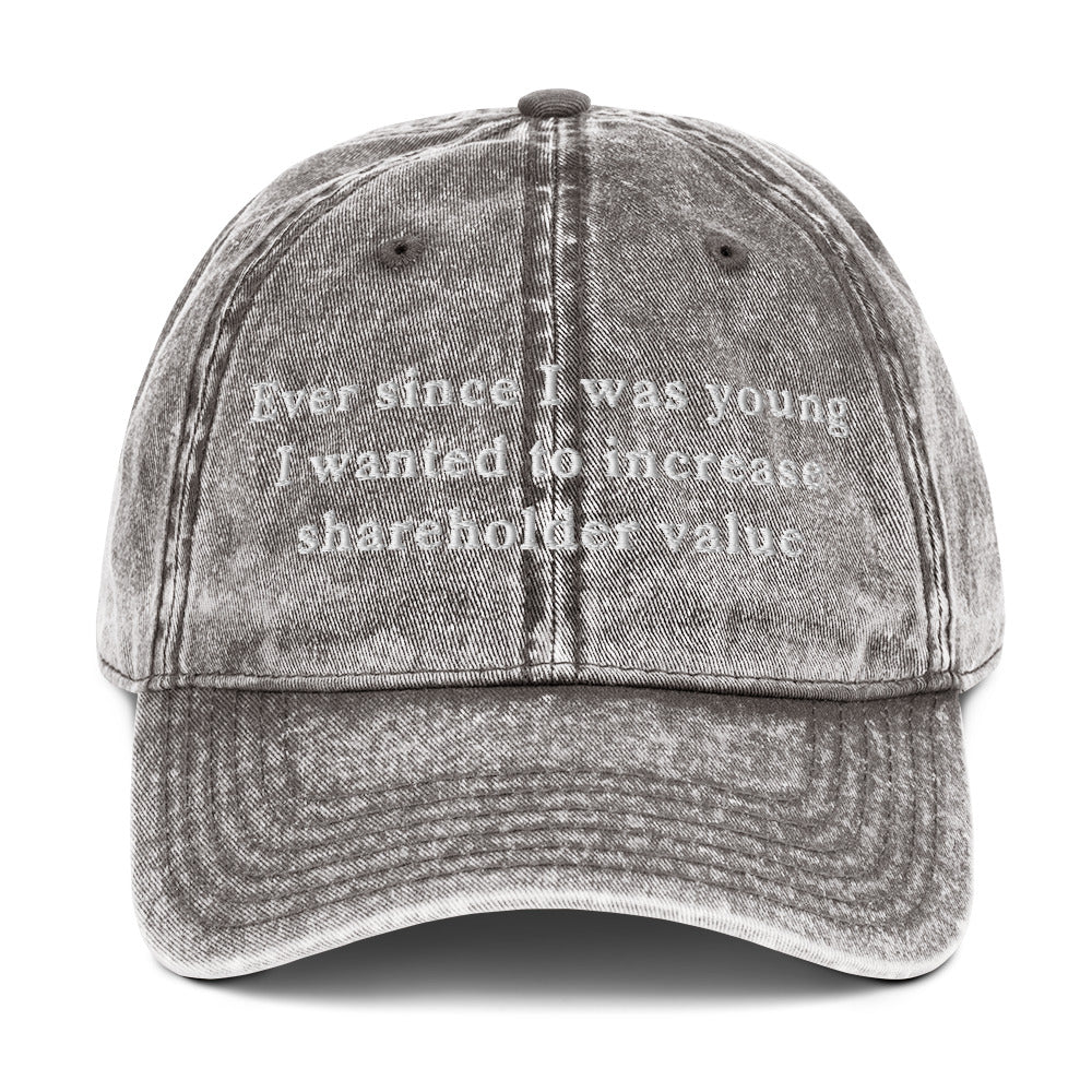 Ever since I was young I wanted to increase shareholder value Cotton Twill Cap - Charcoal Grey
