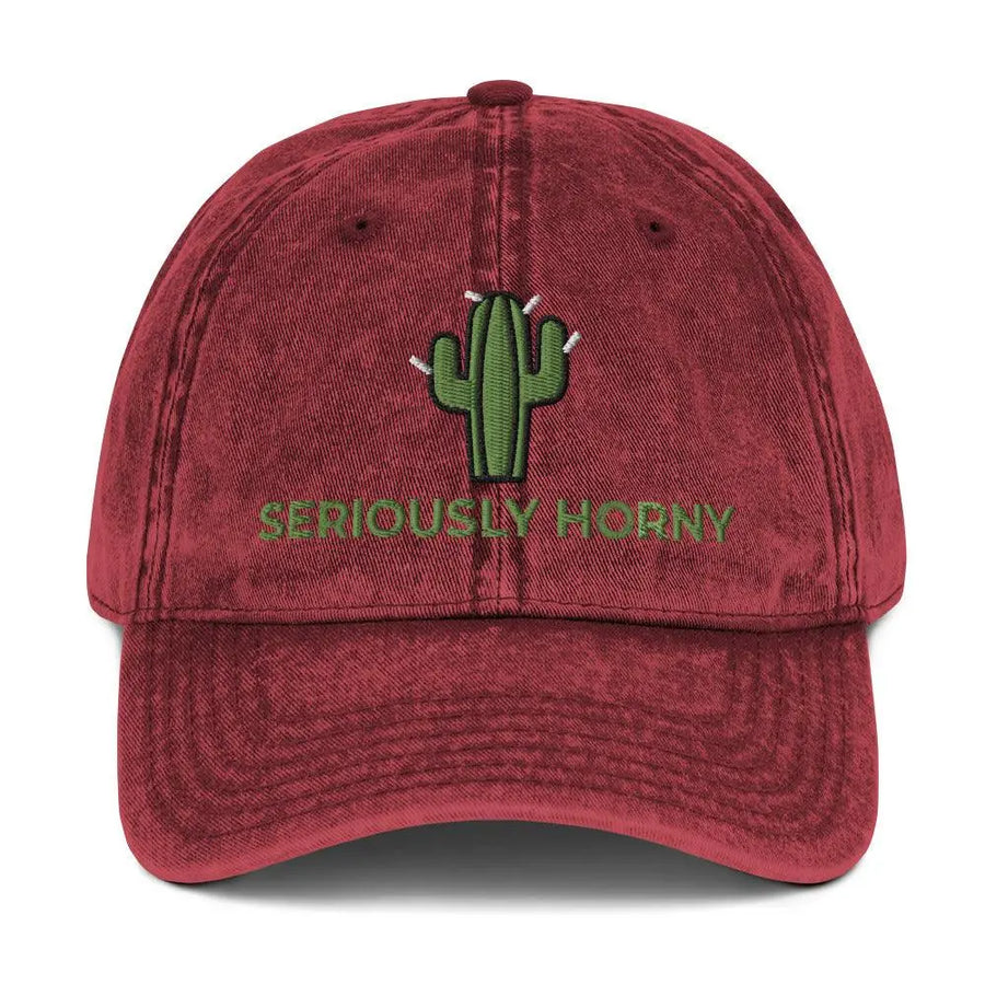 Seriously Horny Vintage Cotton Twill Cap - Orbital Clothing