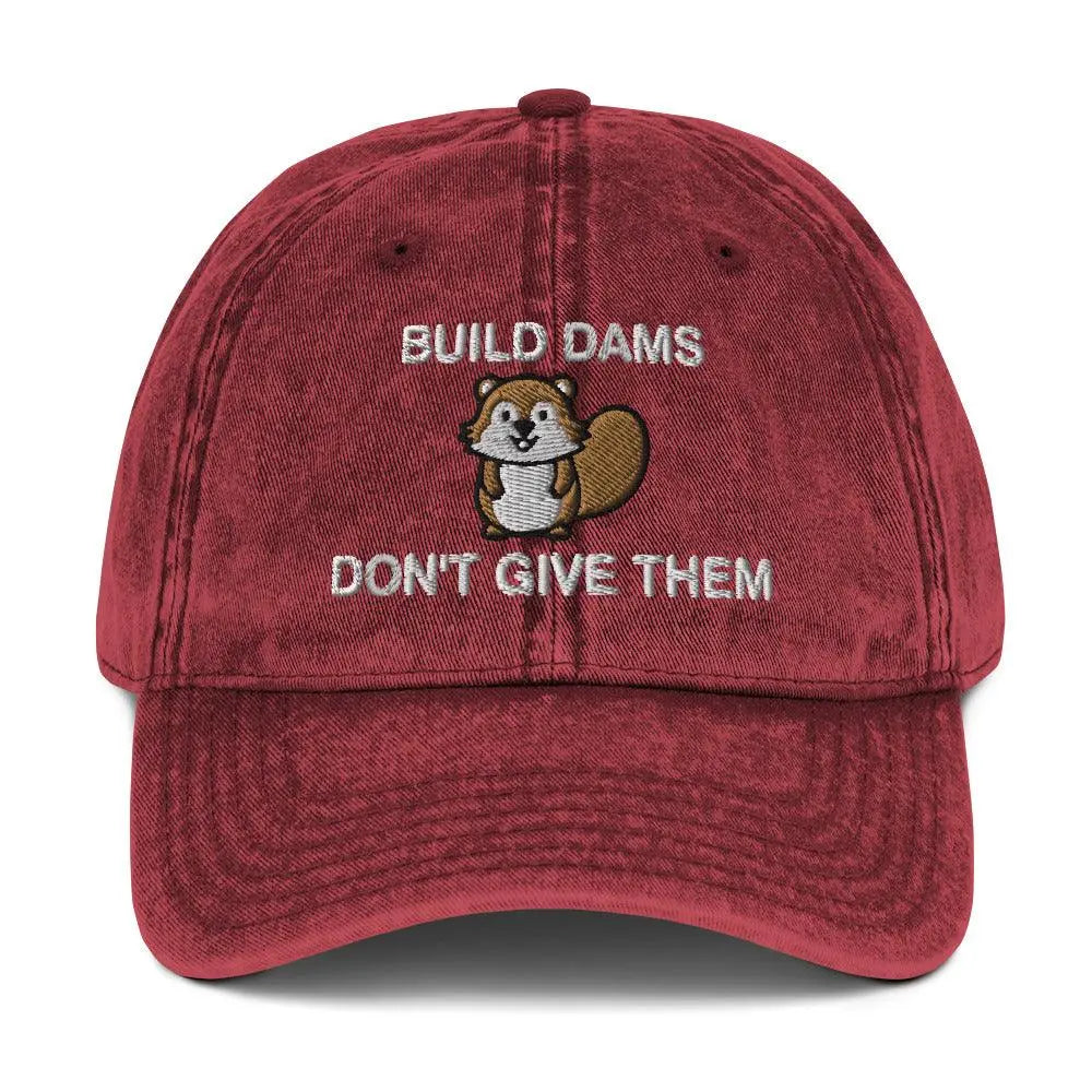 Build Dams Don't Give Them Vintage Cotton Twill Cap - Orbital Clothing