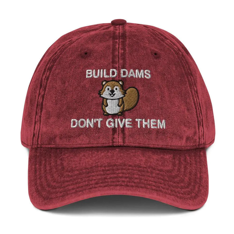Build Dams Don't Give Them Vintage Cotton Twill Cap - Orbital Clothing