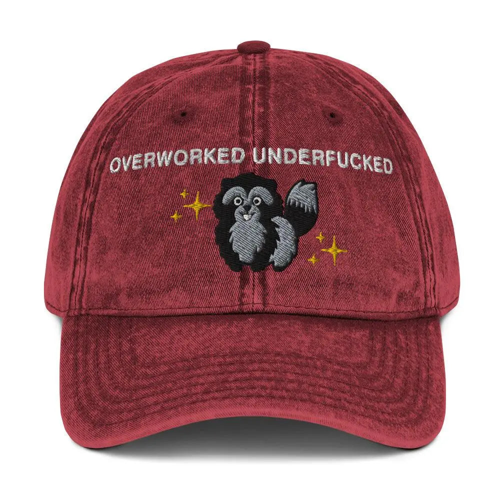 Overworked Underfucked Vintage Cotton Twill Cap - Orbital Clothing