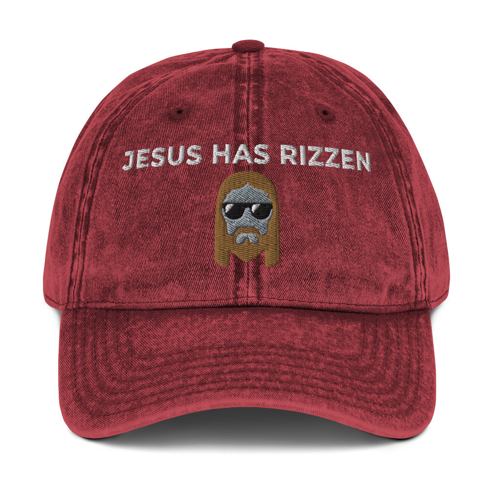 Jesus Has Rizzen Vintage Cotton Twill Cap