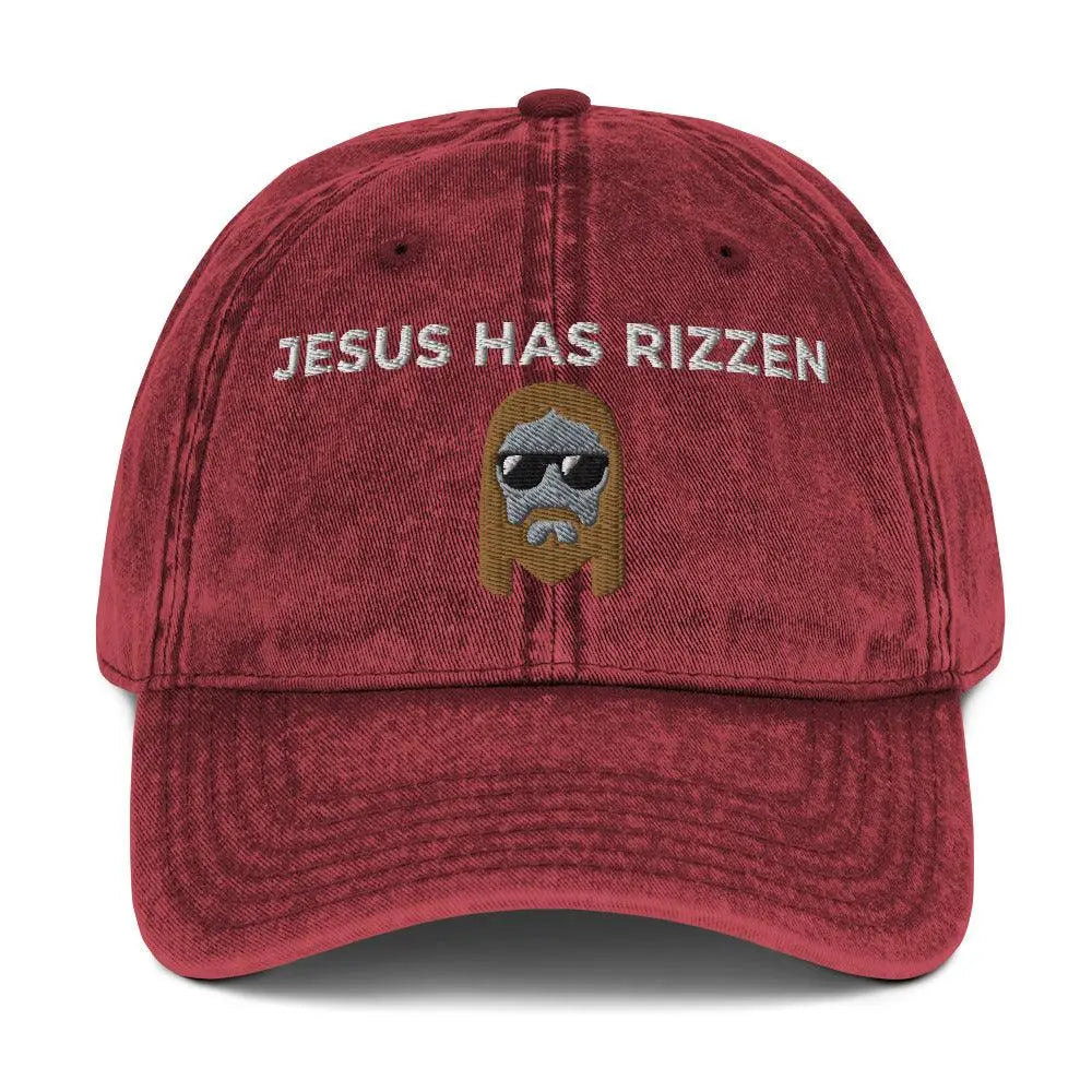 Jesus Has Rizzen Vintage Cotton Twill Cap - Orbital Clothing