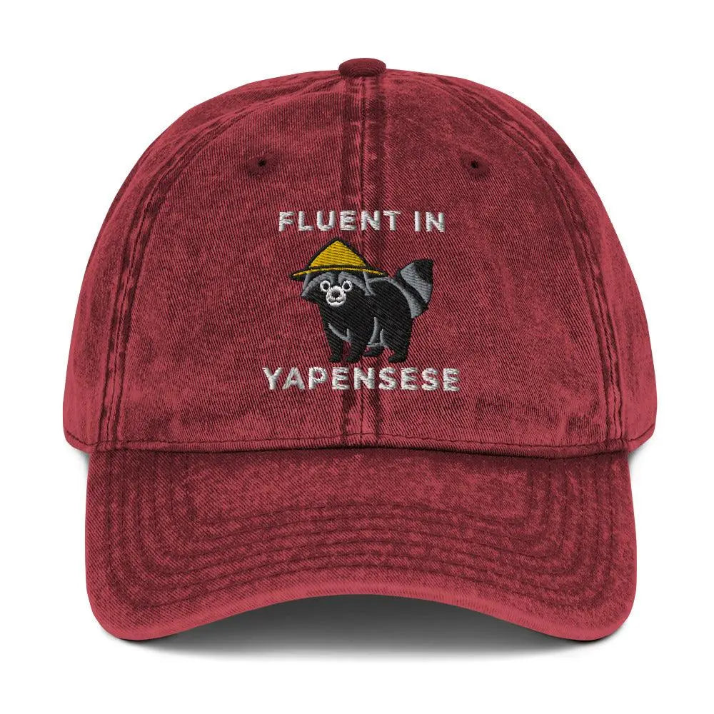 Fluent in Yapensese Vintage Cotton Twill Cap - Orbital Clothing