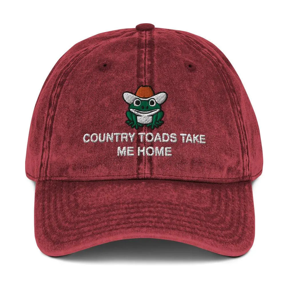 Country Toads Take Me Home Vintage Cotton Twill Cap - Orbital Clothing