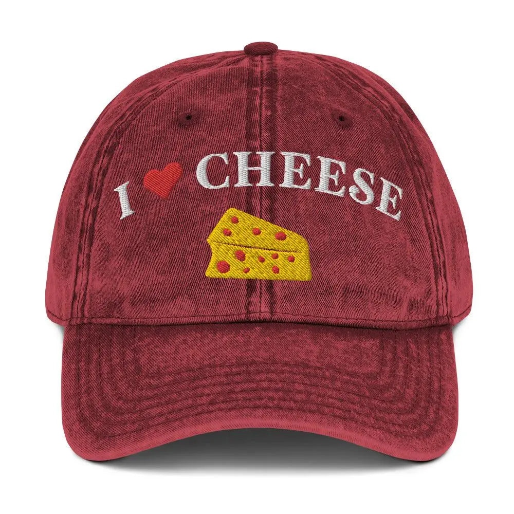 I heart Cheese Vintage Cotton Twill Cap - Orbital Clothing