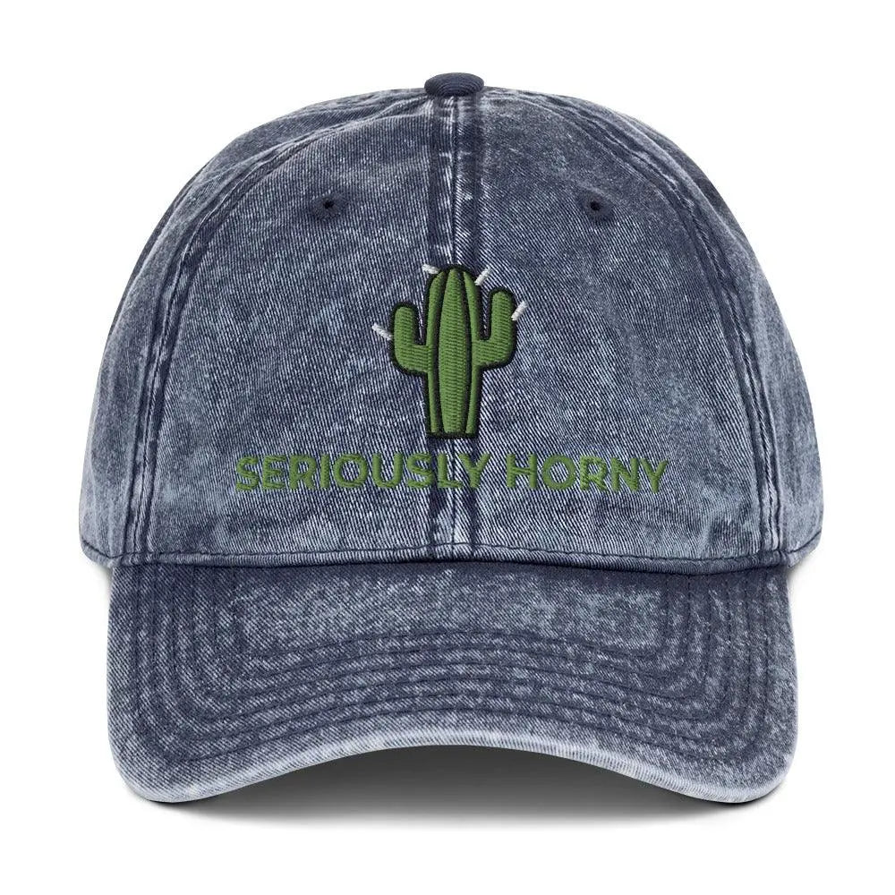 Seriously Horny Vintage Cotton Twill Cap - Orbital Clothing