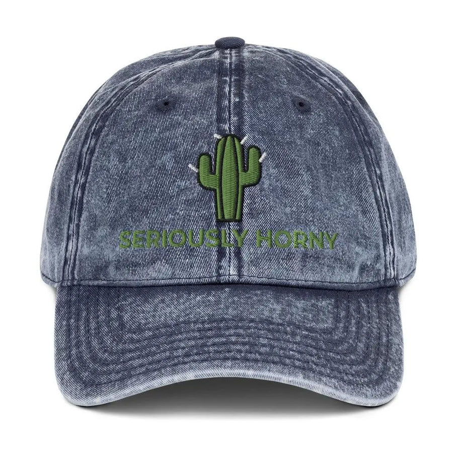 Seriously Horny Vintage Cotton Twill Cap - Orbital Clothing