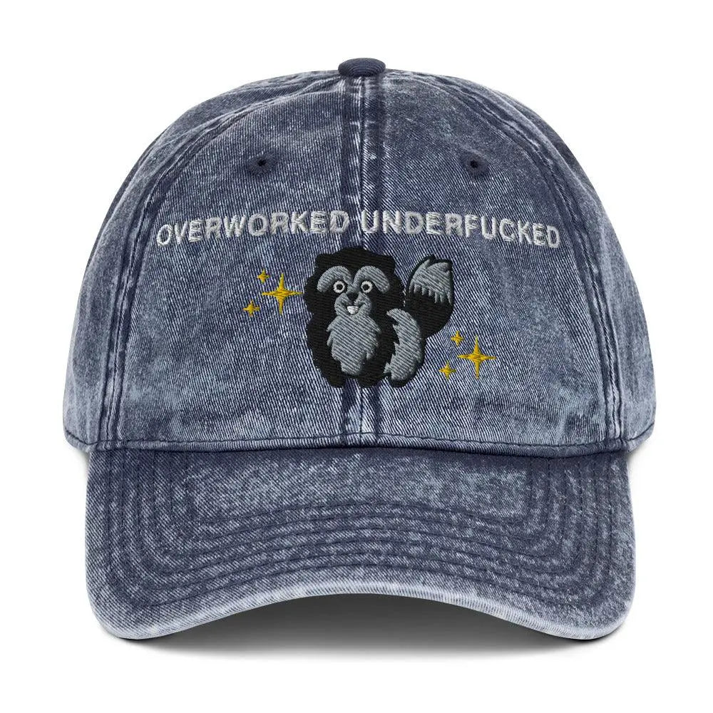 Overworked Underfucked Vintage Cotton Twill Cap - Orbital Clothing