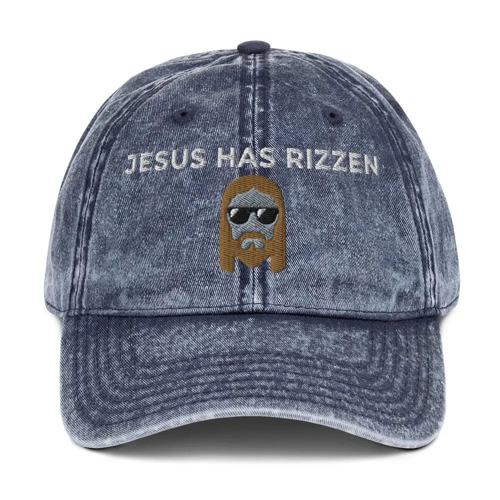 Jesus Has Rizzen Vintage Cotton Twill Cap - Orbital Clothing