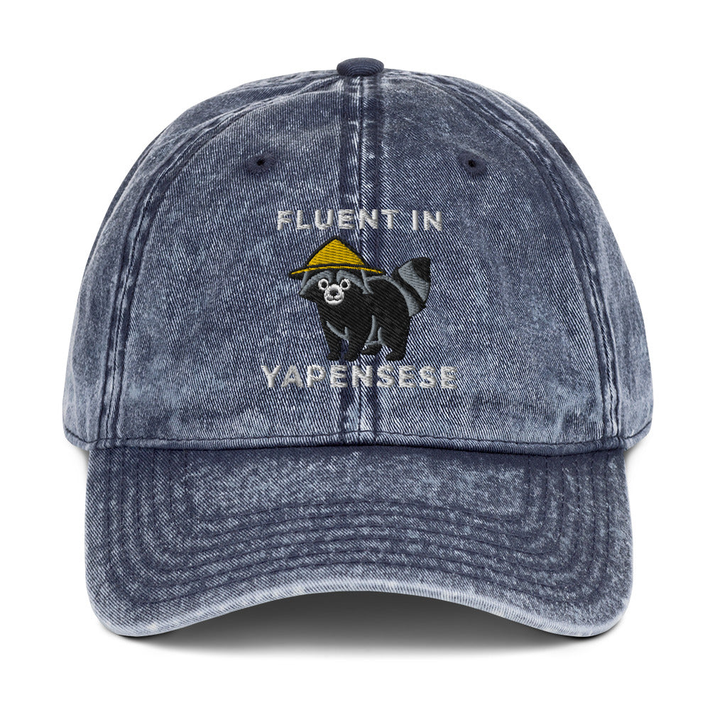 Fluent in Yapensese Vintage Cotton Twill Cap