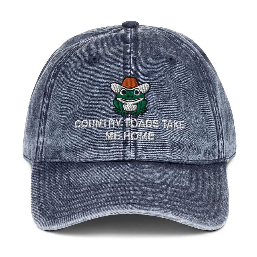 Country Toads Take Me Home Vintage Cotton Twill Cap - Orbital Clothing