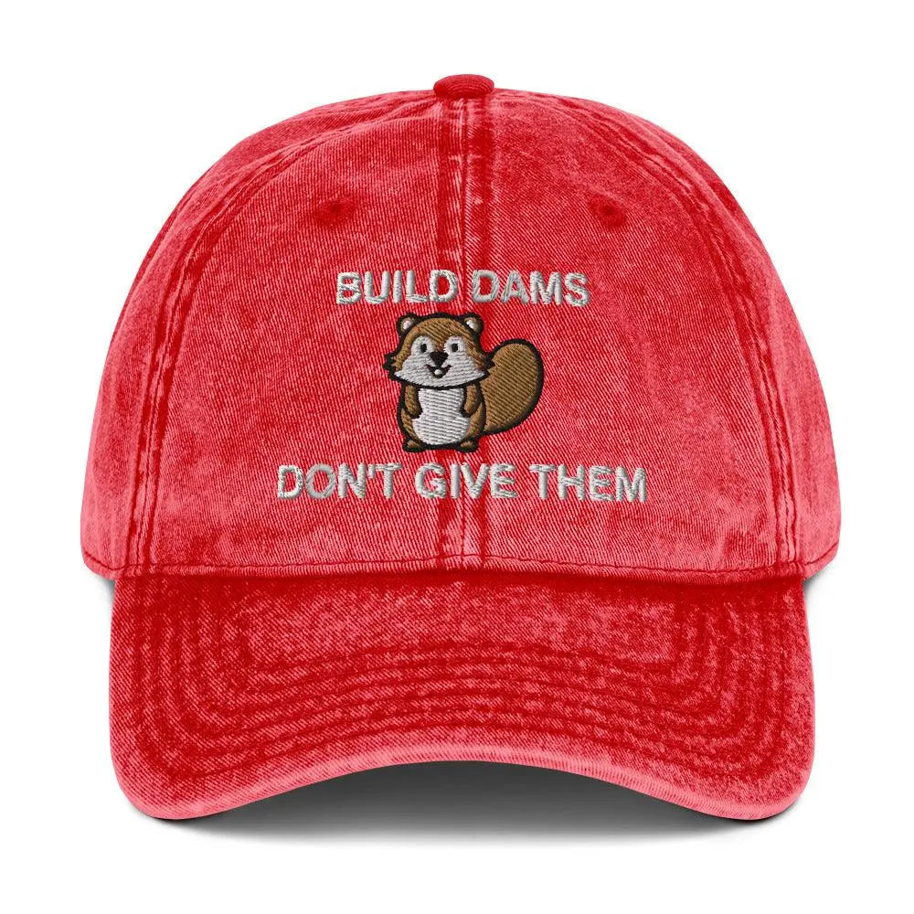 Build Dams Don't Give Them Vintage Cotton Twill Cap - Orbital Clothing