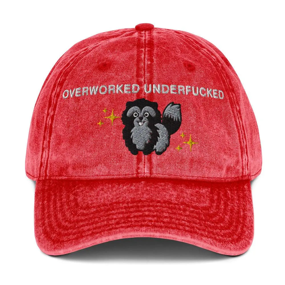 Overworked Underfucked Vintage Cotton Twill Cap - Orbital Clothing