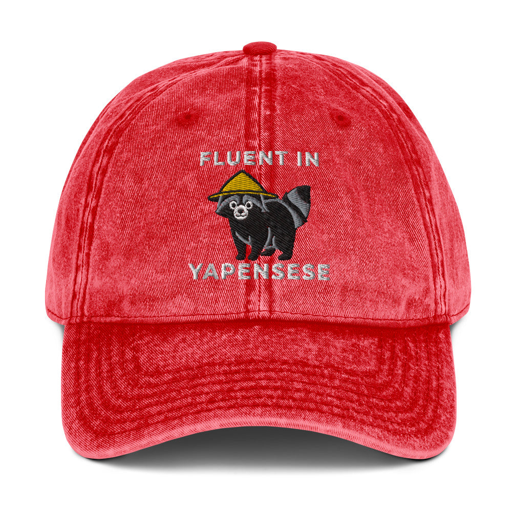 Fluent in Yapensese Vintage Cotton Twill Cap