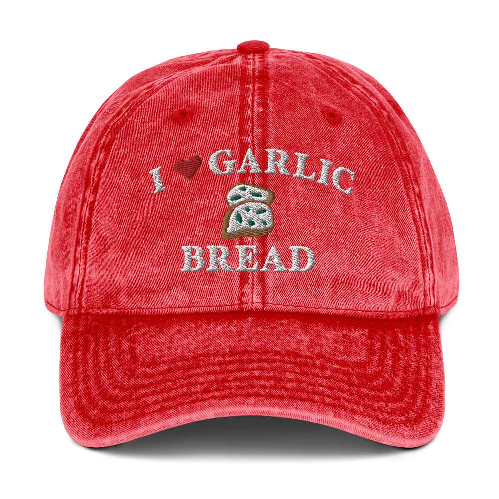 I Heart Garlic Bread Vintage Cotton Twill Cap