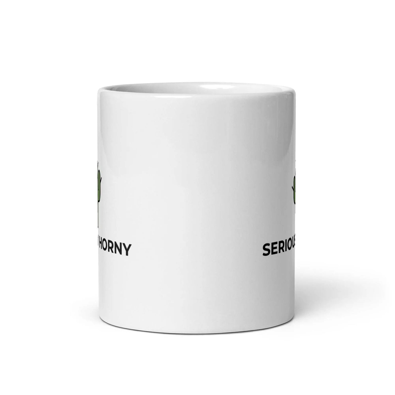 Seriously Horny White glossy mug - Orbital Clothing