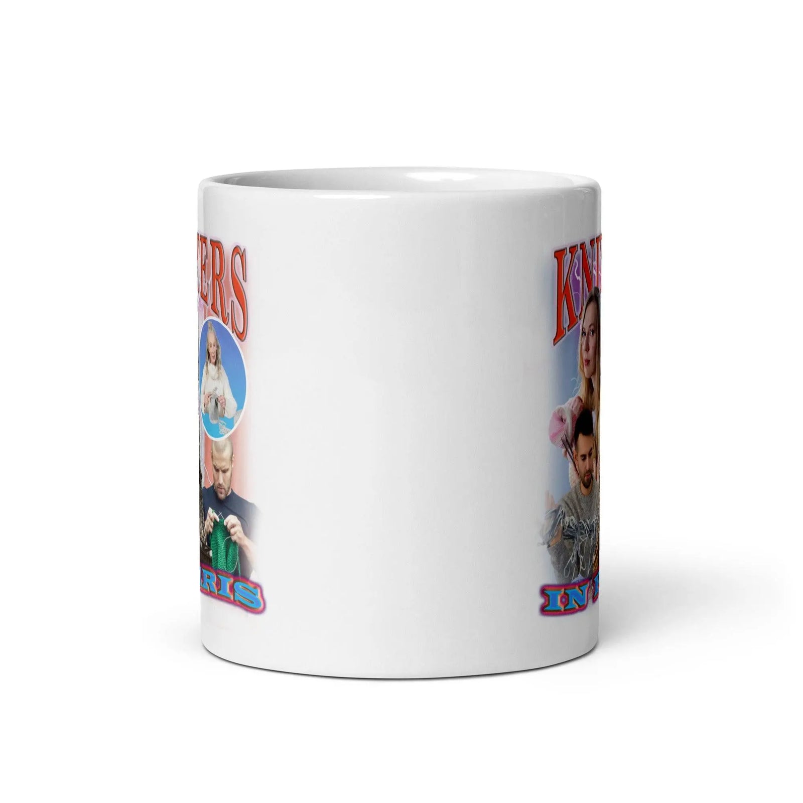 Knitters in Paris White glossy mug - Orbital Clothing