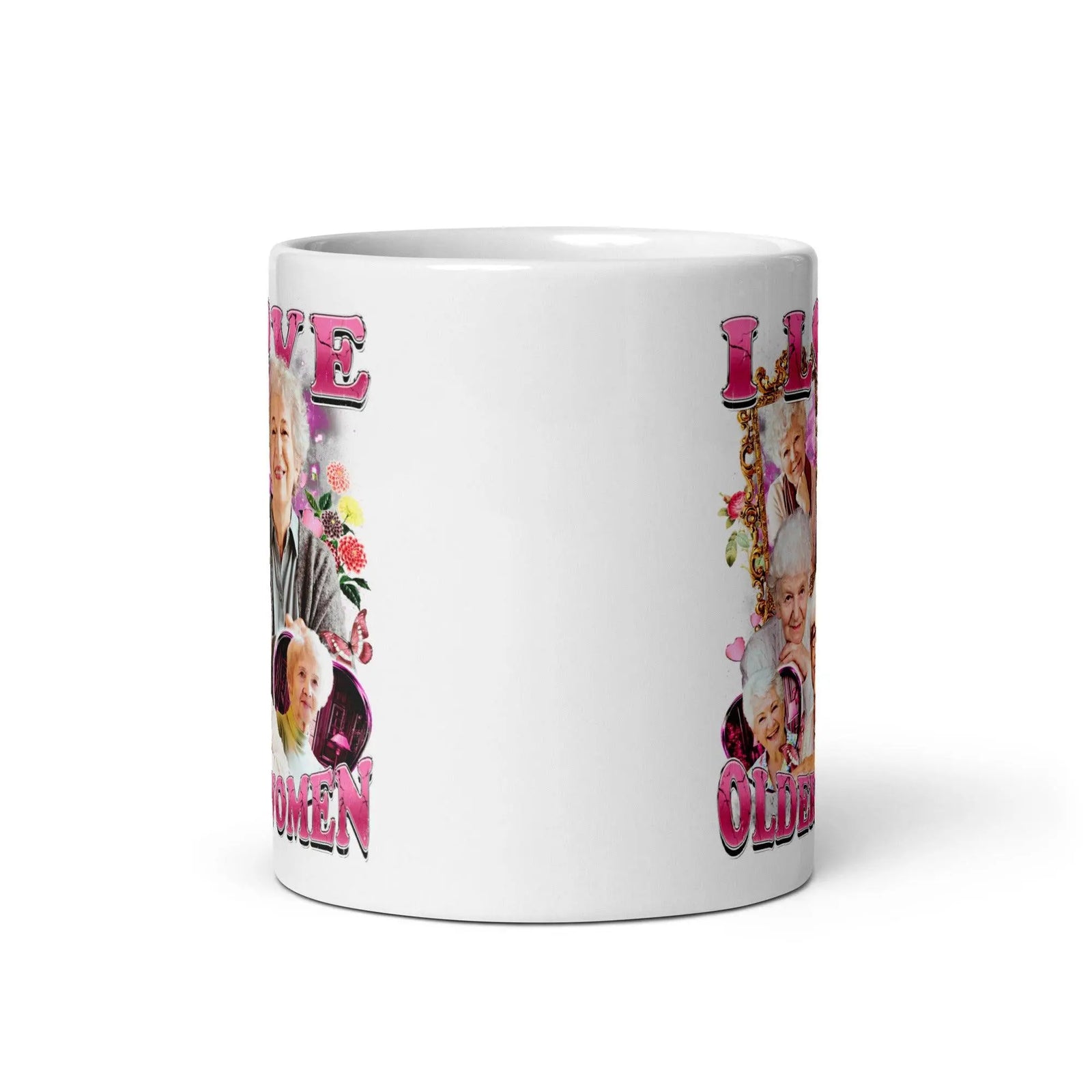 I love Older Women White glossy mug - Orbital Clothing