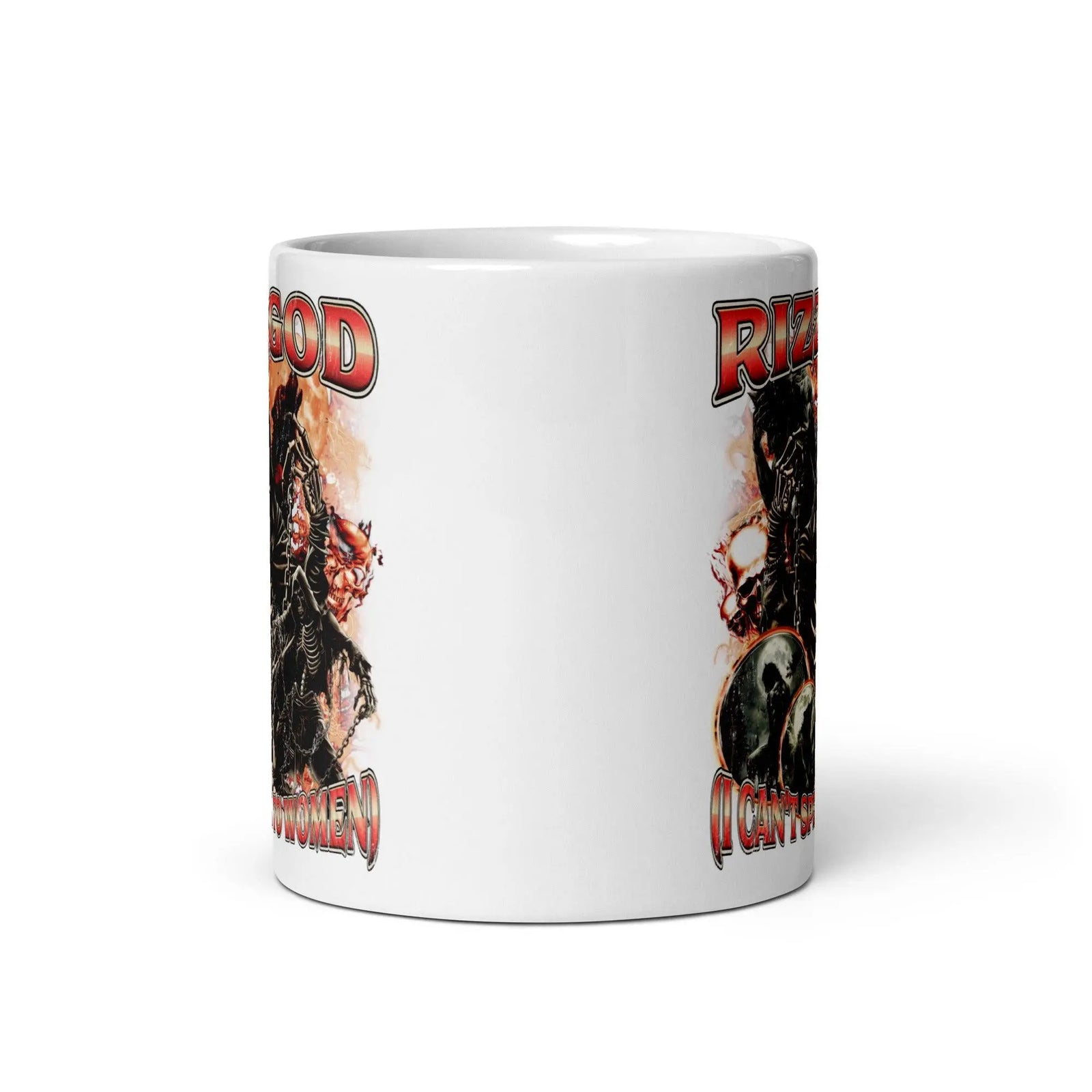 Rizz God I can't speak to women White glossy mug - Orbital Clothing