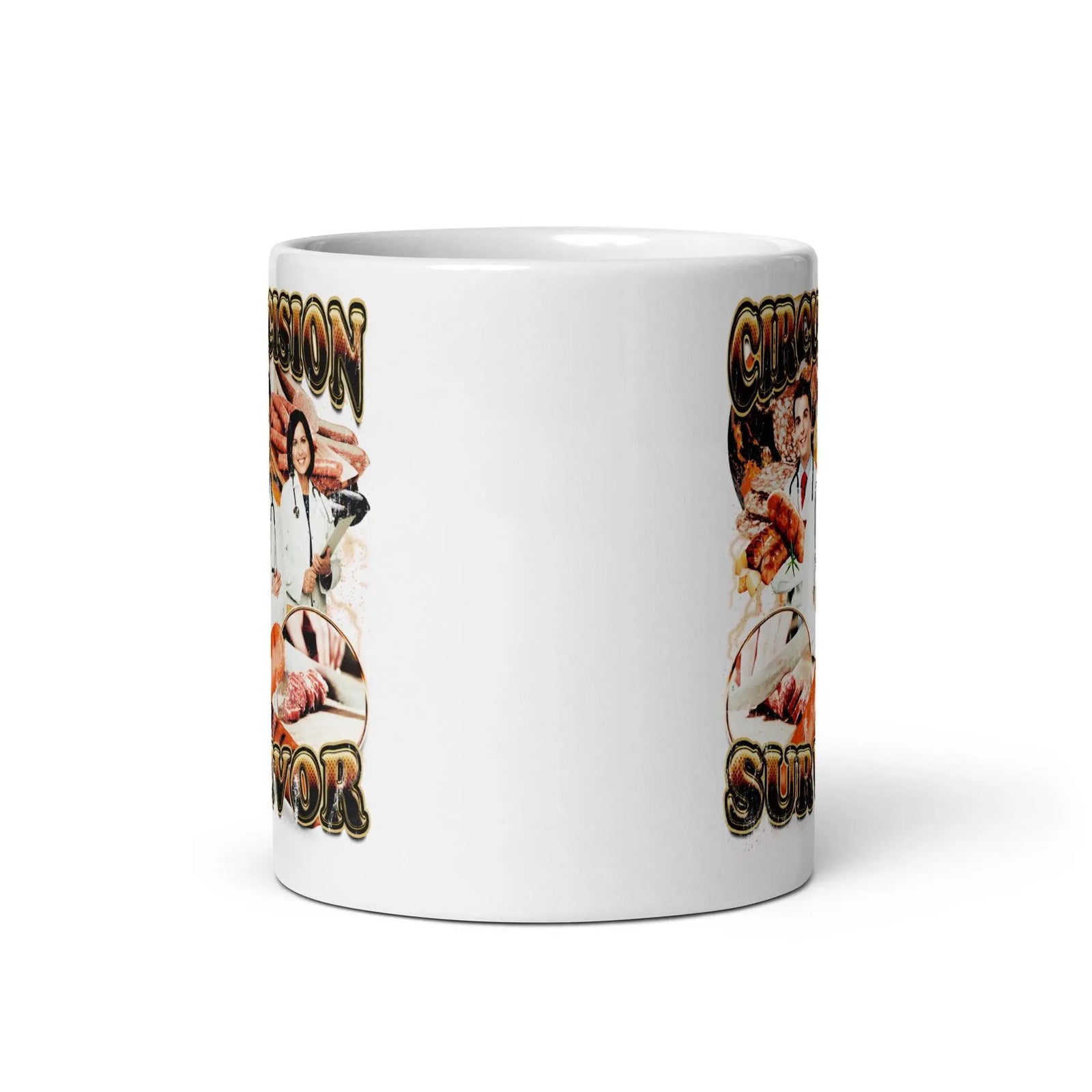 Circumcision Survivor White glossy mug - Orbital Clothing