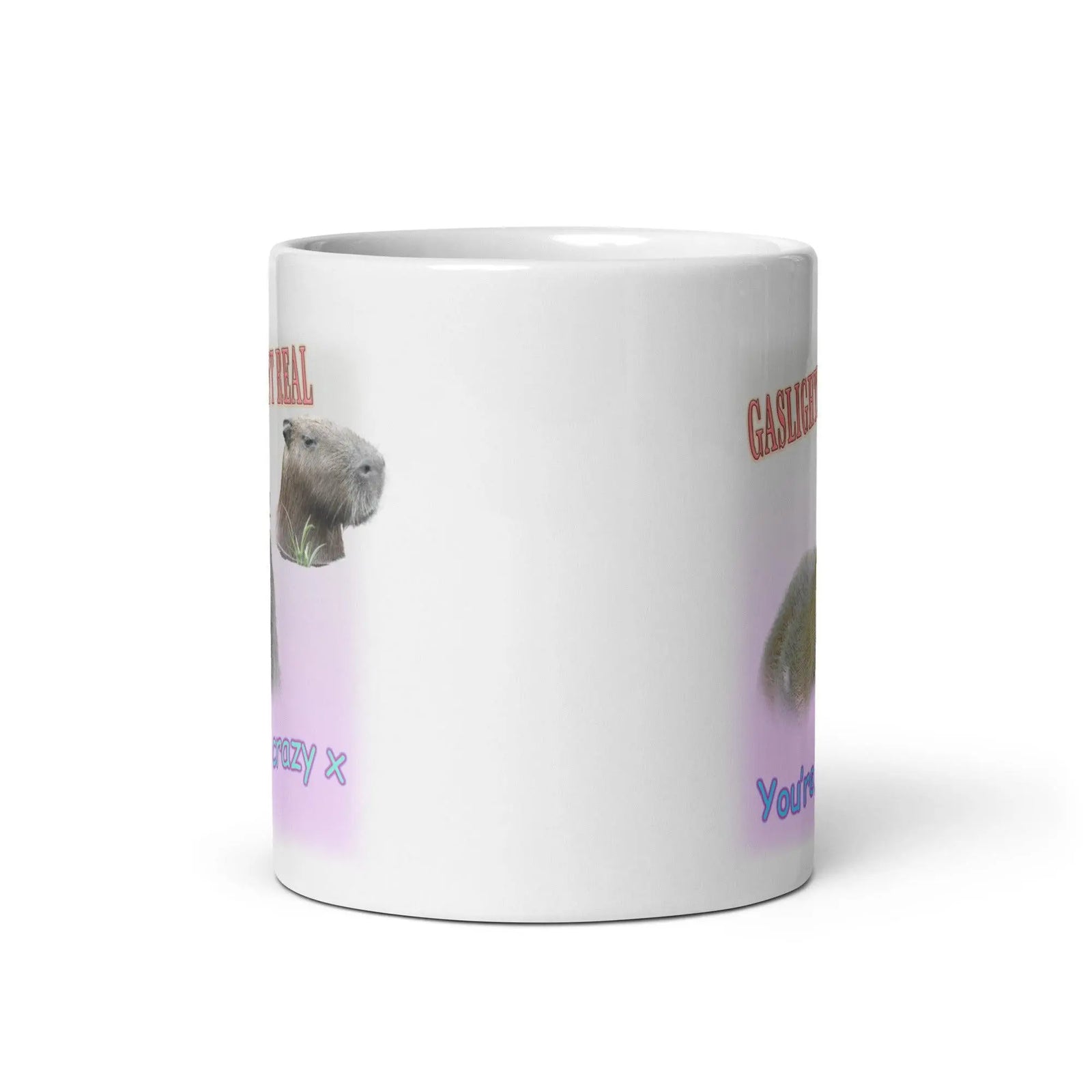 Gaslighting isn't Real White glossy mug - Orbital Clothing