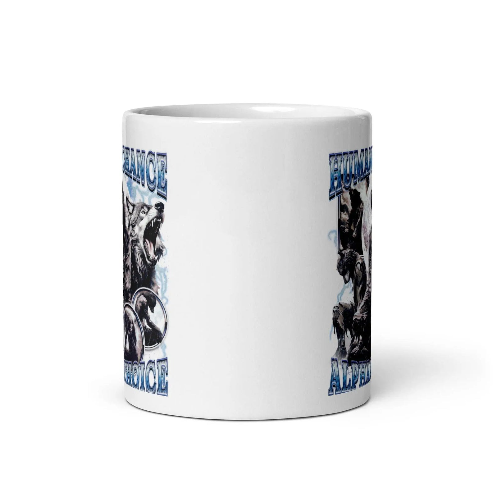 Human by Chance Alpha by Choice White glossy mug - Orbital Clothing